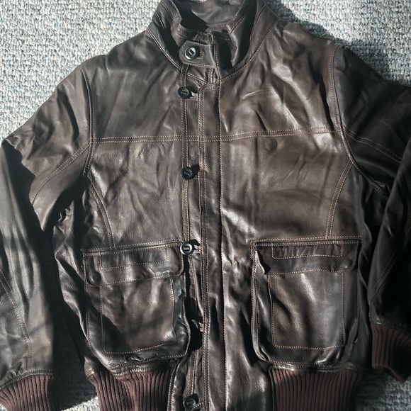 Torras brown leather jacket - Picture 1 of 8